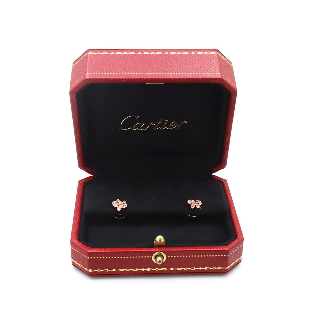 Cartier Caresse d'Orchidées Rose Gold Pink Sapphire and Diamond Earring 1