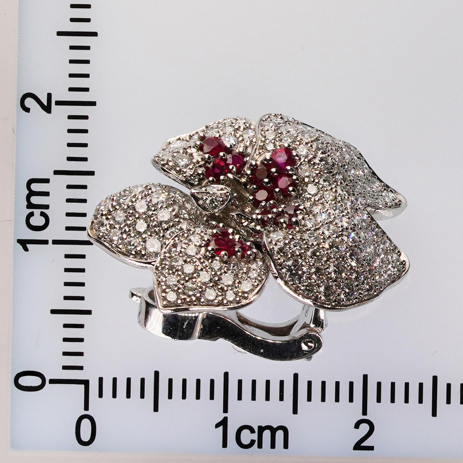 CARTIER Pendientes Caresse D'Orchidees Rubí Diamante Platino en venta 4