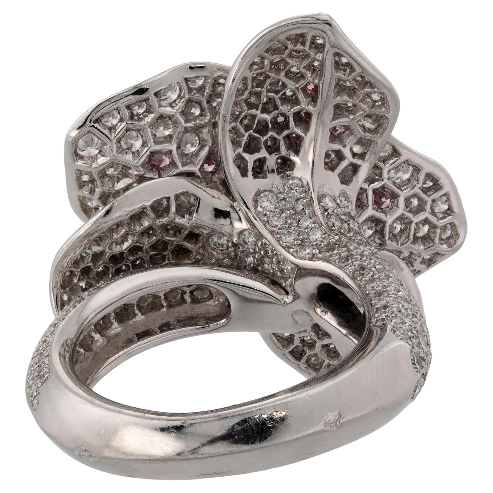 CARTIER Anillo Caresse D'Orchidees Rubí Diamante Rosa Oro Blanco en venta 3