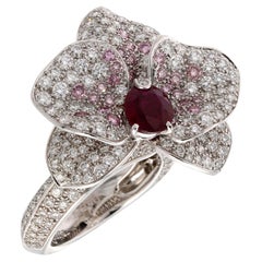 CARTIER Bague Caresse D'Orchidees Rubis Diamant Rose Or Blanc