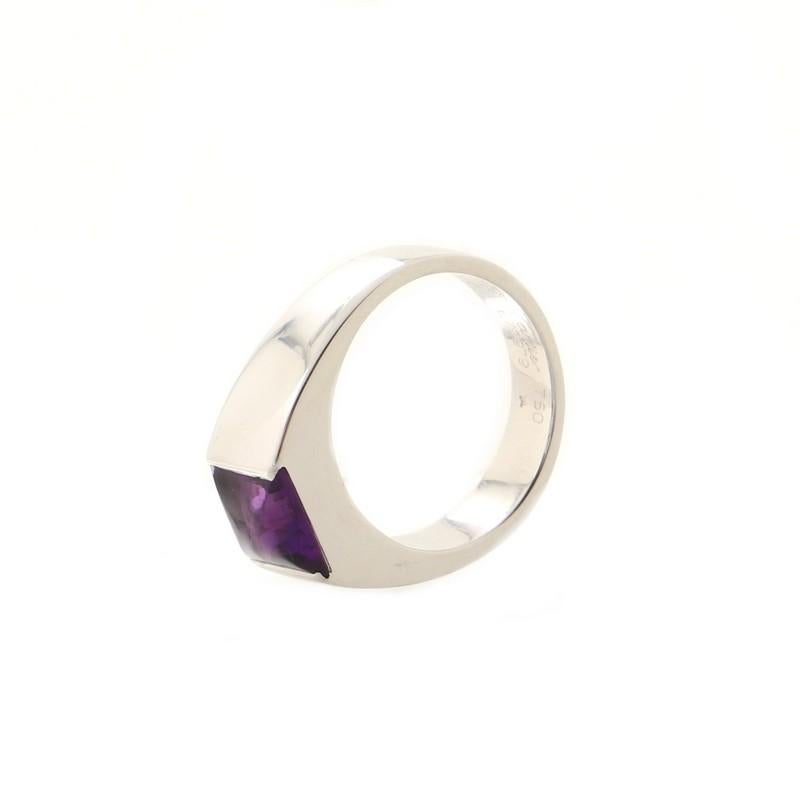 Condition: Great. Minor wear throughout.
Accessories: No Accessories
Measurements: Size: 6.25 - 53, Width: 4.75 mm
Designer: Cartier
Model: Cartier Tank Amethyst Ring 18K White Gold Large
Exterior Color: Purple, White Gold
Item Number: 84682/629