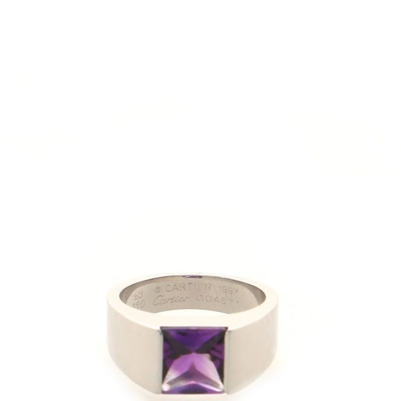 Round Cut Cartier Cartier Tank Amethyst Ring 18K White Gold Large