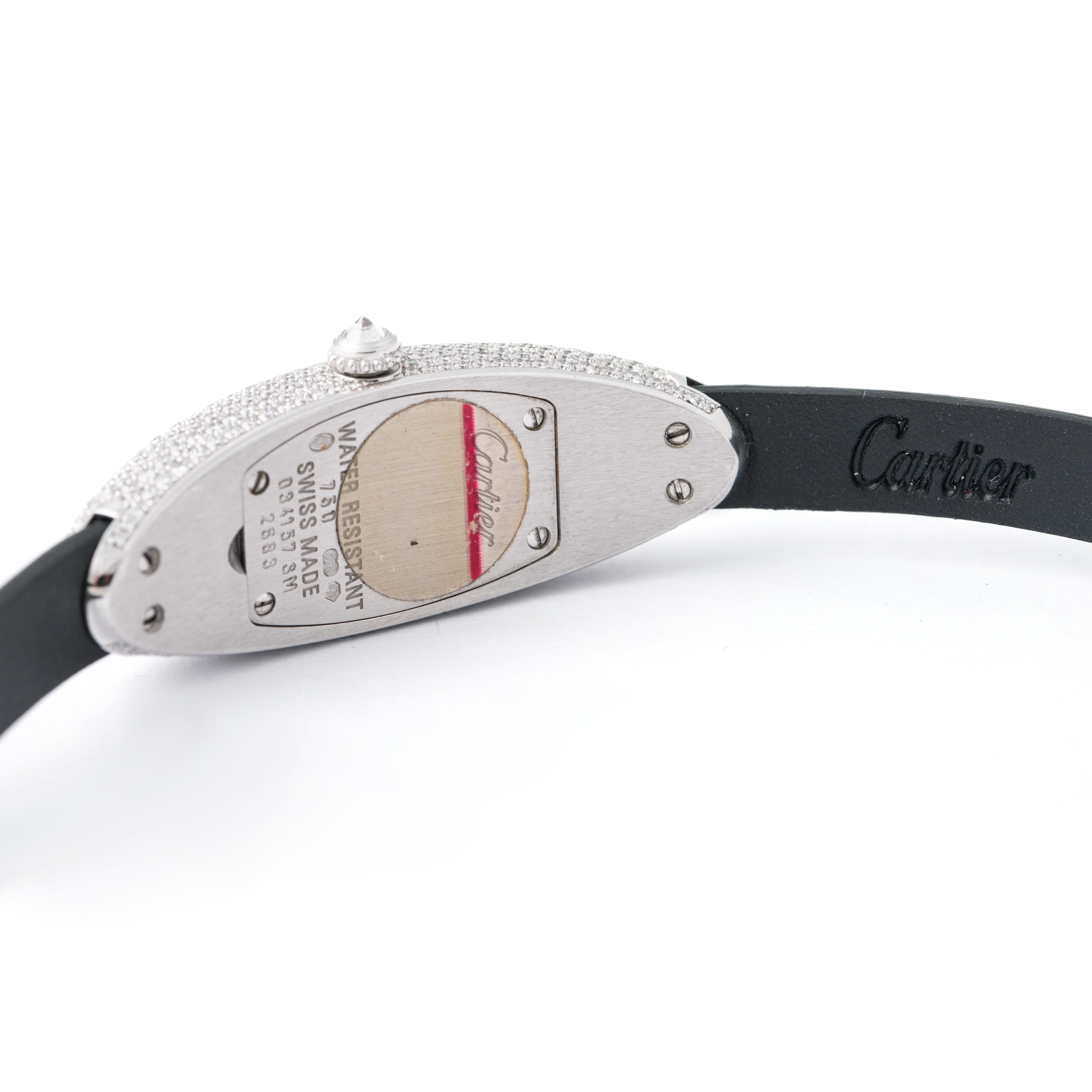 Cartier Casque Collection Diamond Set White Gold 18K Wristwatch For Sale 2