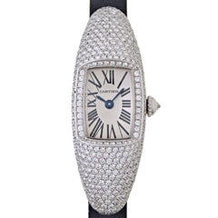 Cartier Casque Collection Diamond Set White Gold 18K Wristwatch