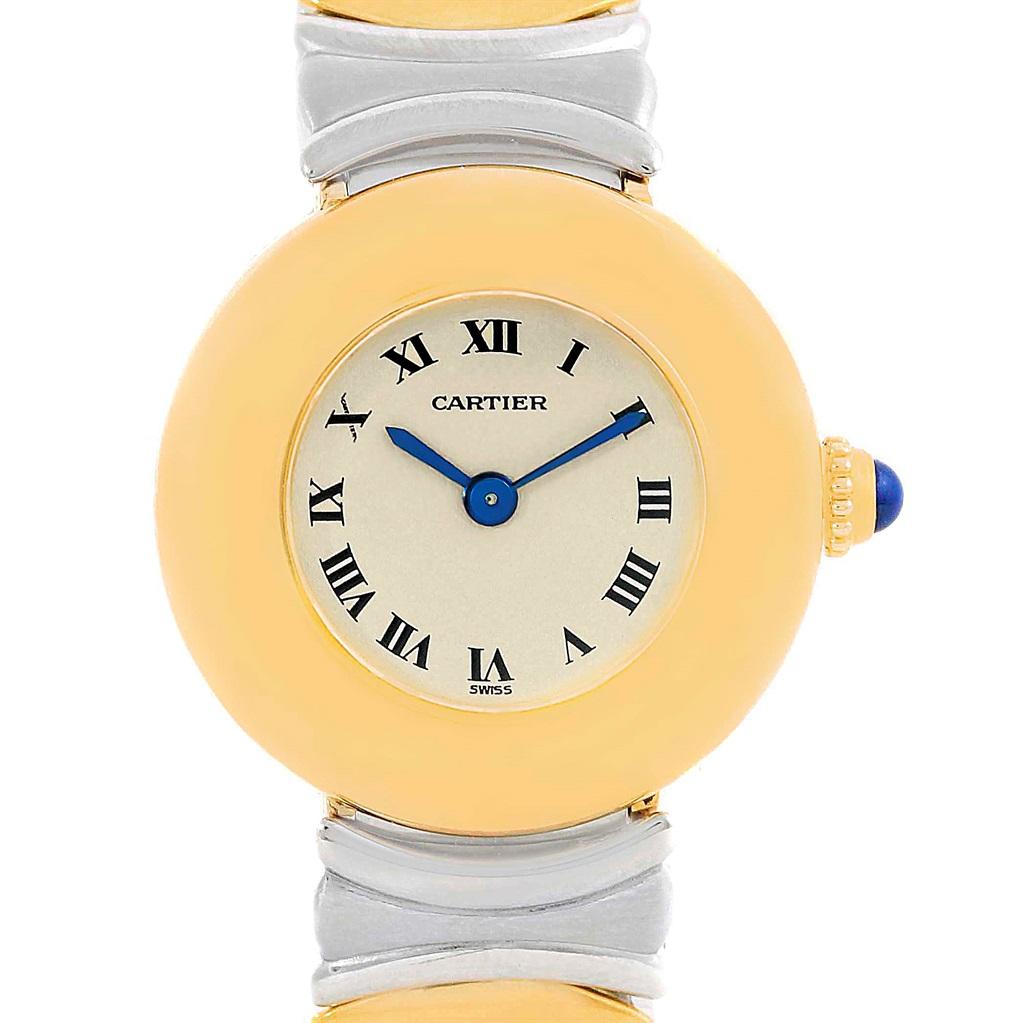 Cartier Casque Ladies Stainless Steel 18 Karat Yellow Gold Watch In Excellent Condition For Sale In Atlanta, GA