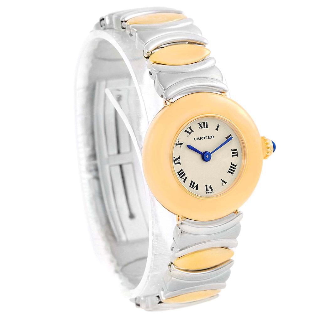 Women's Cartier Casque Ladies Stainless Steel 18 Karat Yellow Gold Watch For Sale