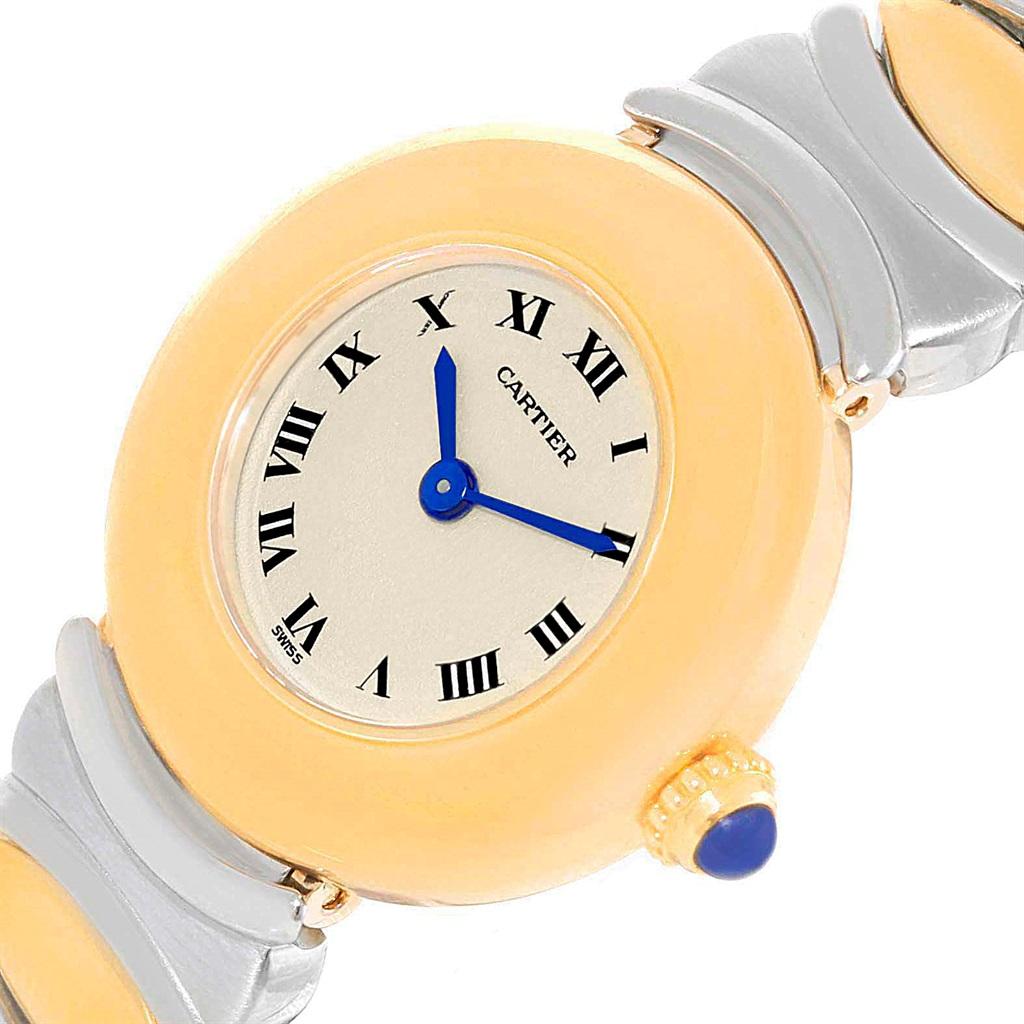 Cartier Casque Ladies Stainless Steel 18 Karat Yellow Gold Watch For Sale 2