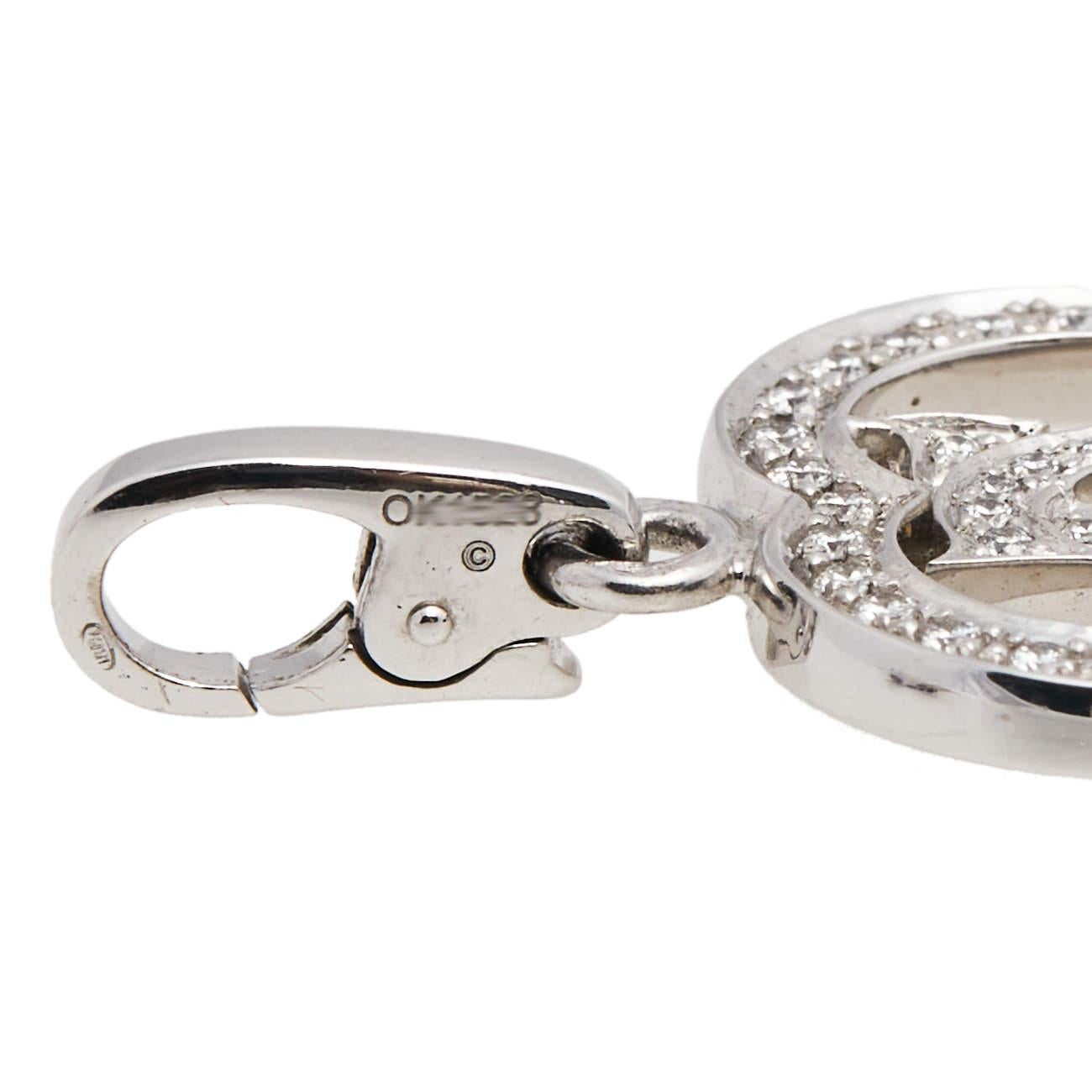 Contemporary Cartier CC Diamond Heart 18K White Gold Charm Pendant