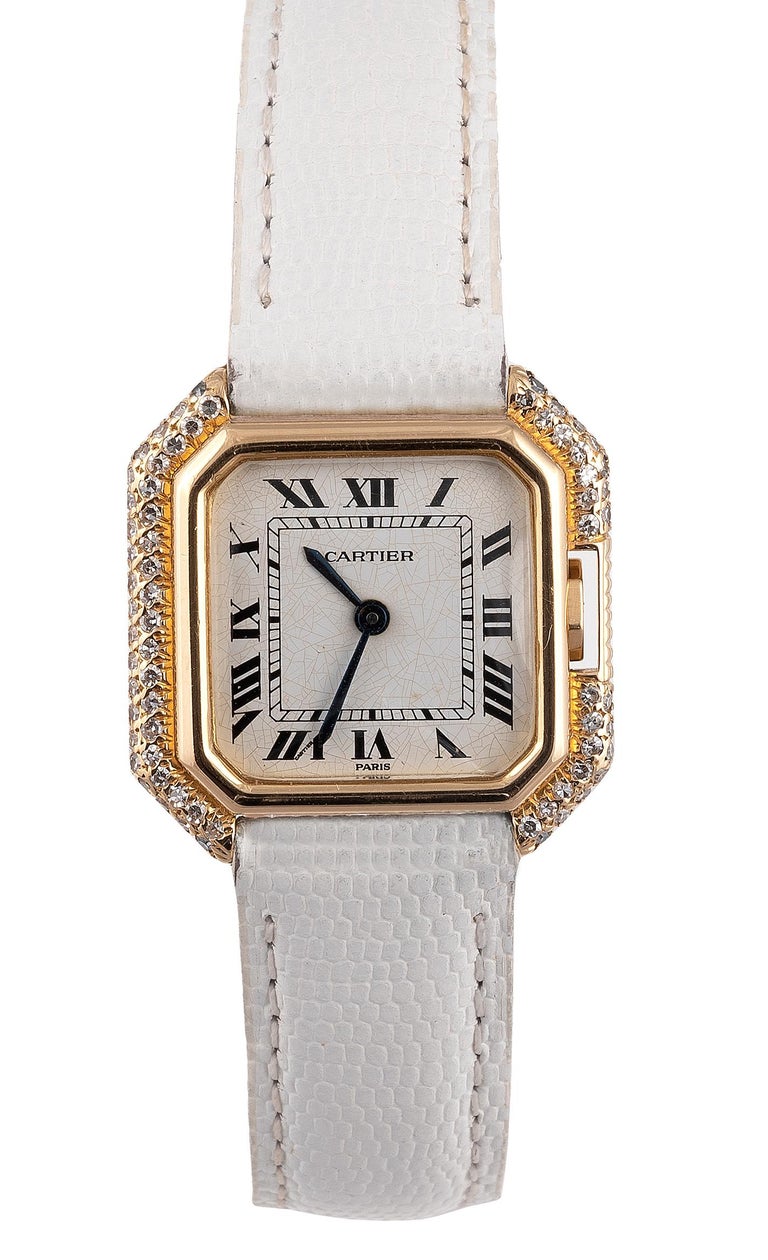 Cartier Ceinture Ladies Yellow Gold and Diamond Wristwatch at 1stDibs