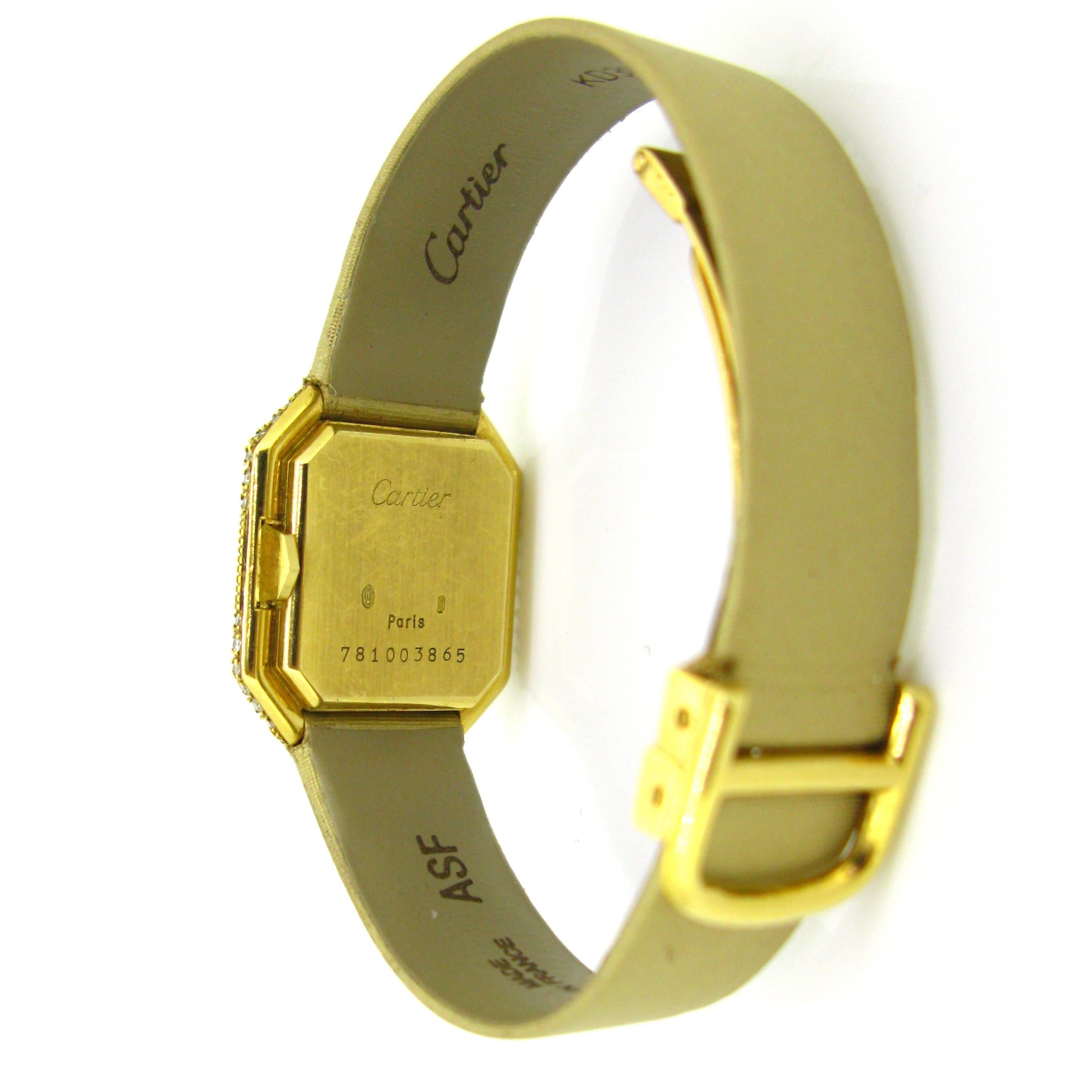 Cartier Ceinture Octagonal Diamonds Lady Manual Wind Yellow Gold Wristwatch 1