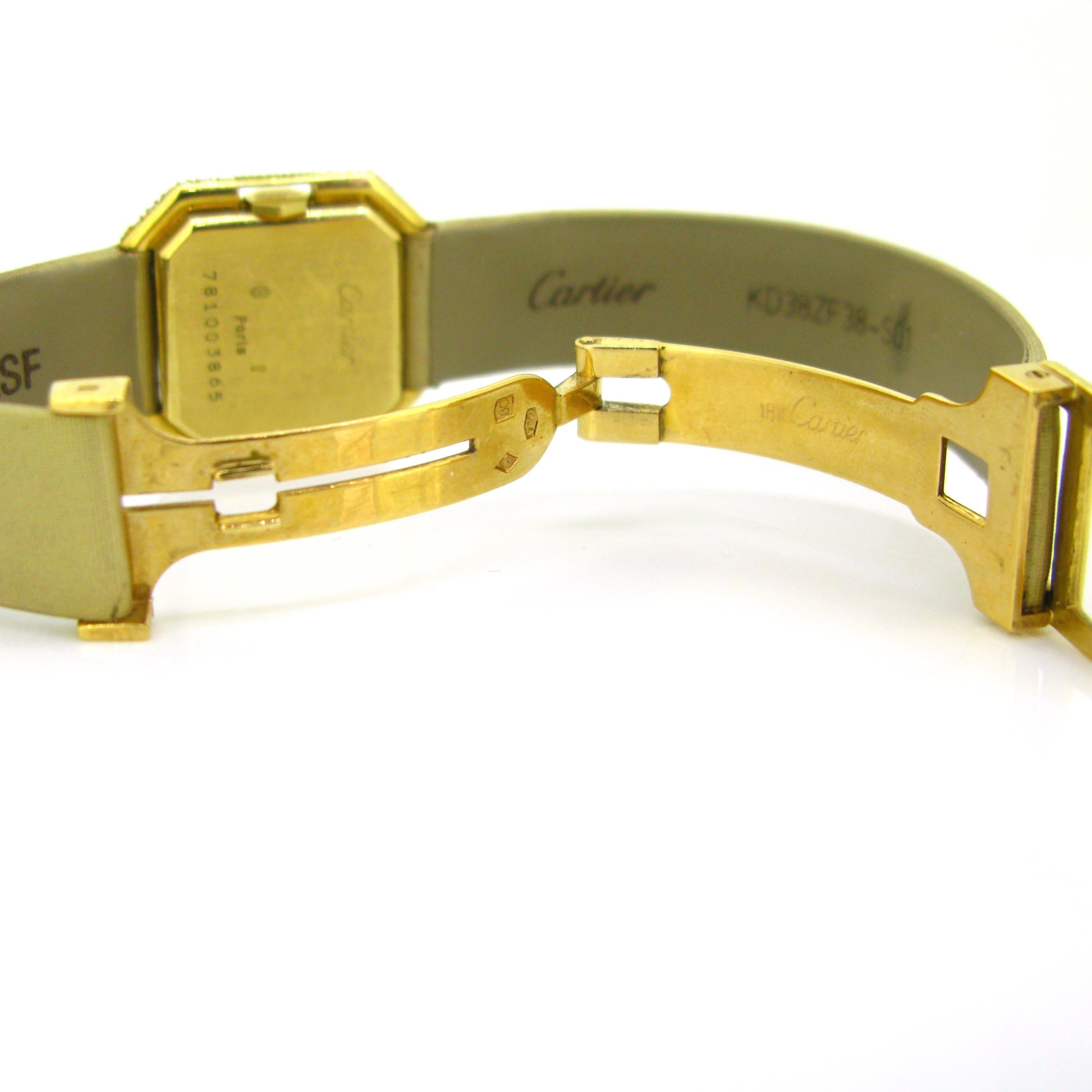 Cartier Ceinture Octagonal Diamonds Lady Manual Wind Yellow Gold Wristwatch 2