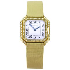 Cartier Ceinture Octagonal Diamonds Lady Manual Wind Yellow Gold Wristwatch