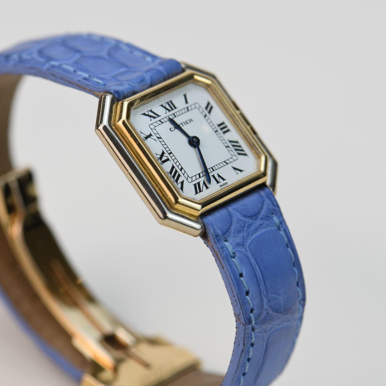  Cartier Ceinture Montre vintage à remontage manuel en or jaune 18 carats Unisexe 