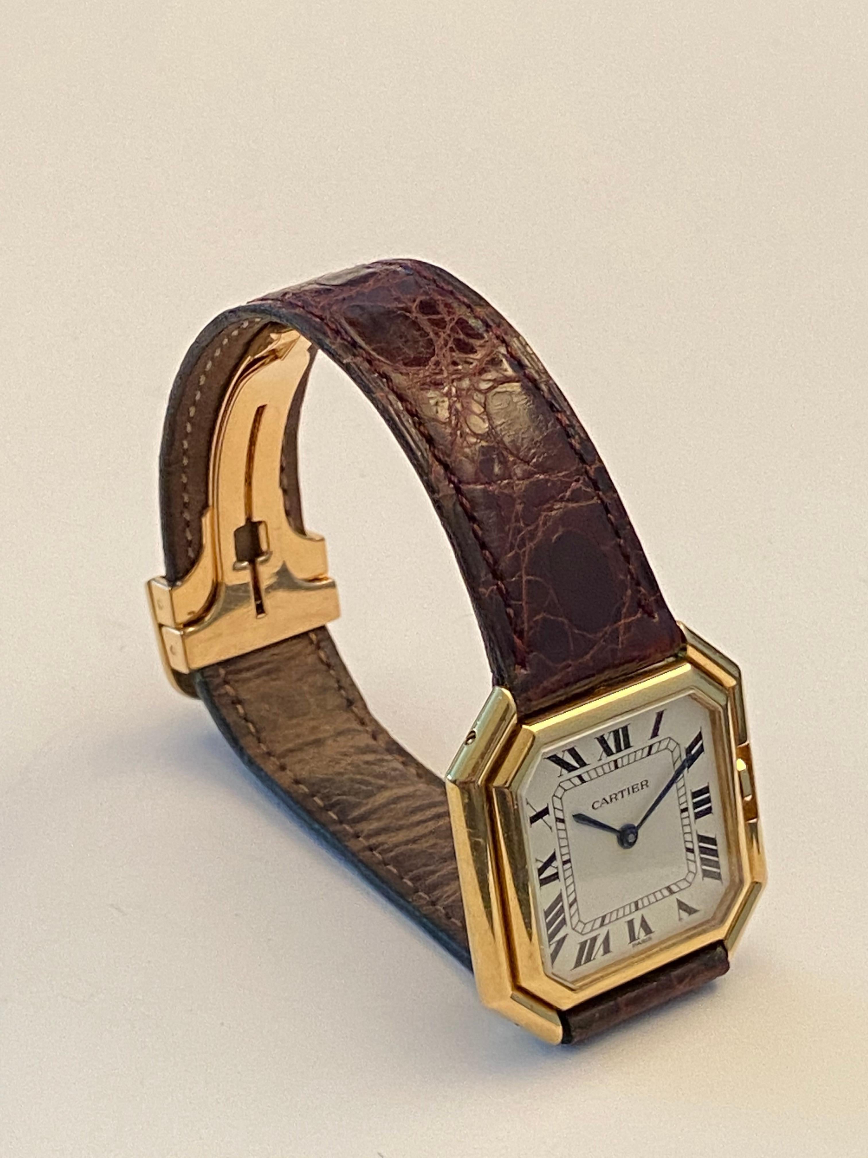 Cartier Ceinture Watch Men's Size Big Size Automatic Yellow Gold 18 Karat 2