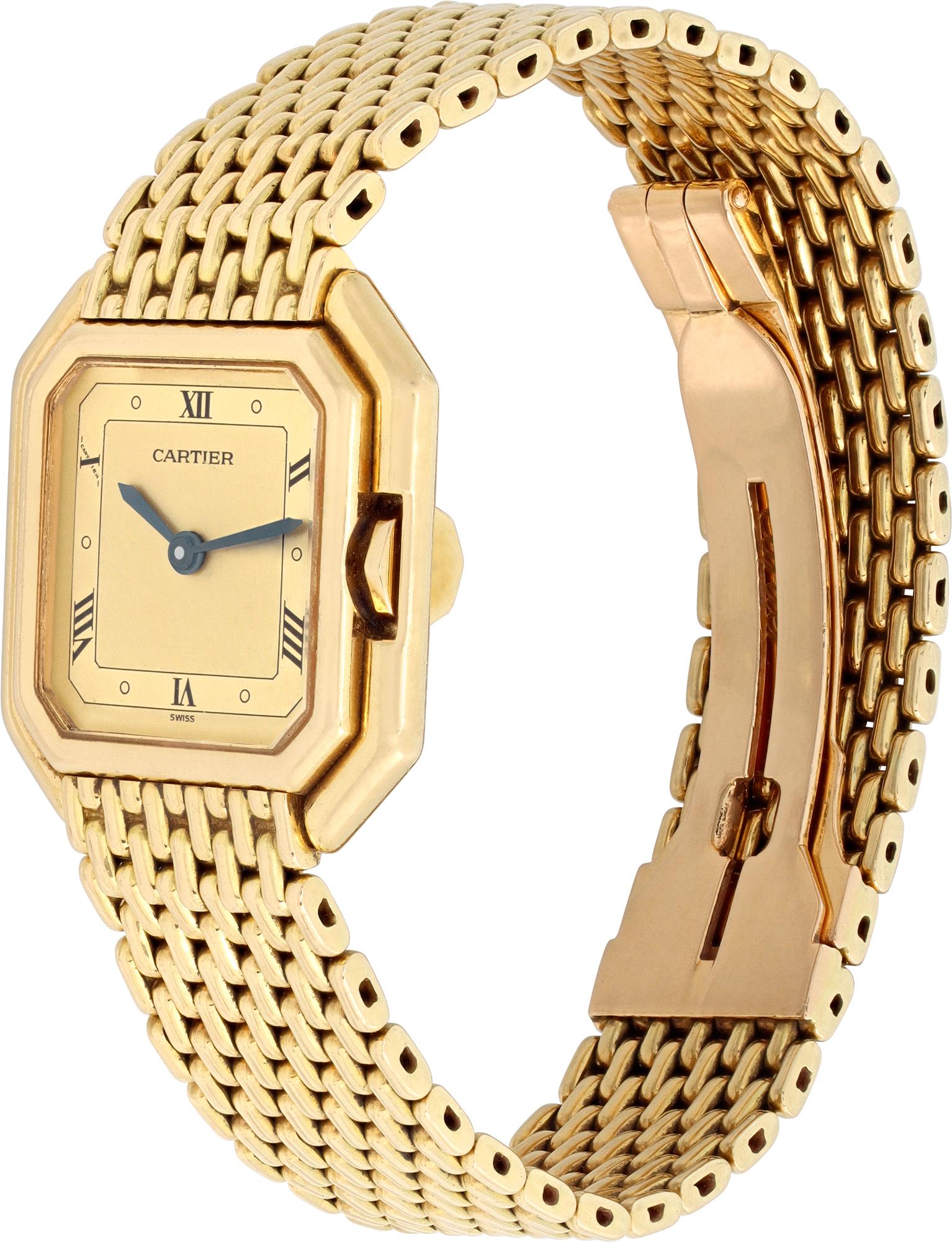 Cartier Ceinture aus 18 Karat Gelbgold. Handaufzug. 24.5 mm Gehäusegröße. Passt für 6,5 Zoll Handgelenk. Mit Cartier-Schachtel. Ca. 1990er Jahre. Fine Pre-owned Cartier Uhr.

 Certified preowned Classic Cartier Ceinture Uhr ist aus Gelbgold auf