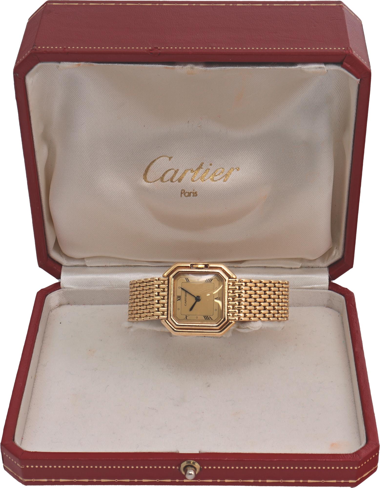 Cartier Ceinture Gelbgold Handaufzugs-Armbanduhr mit Schachtel im Angebot 1