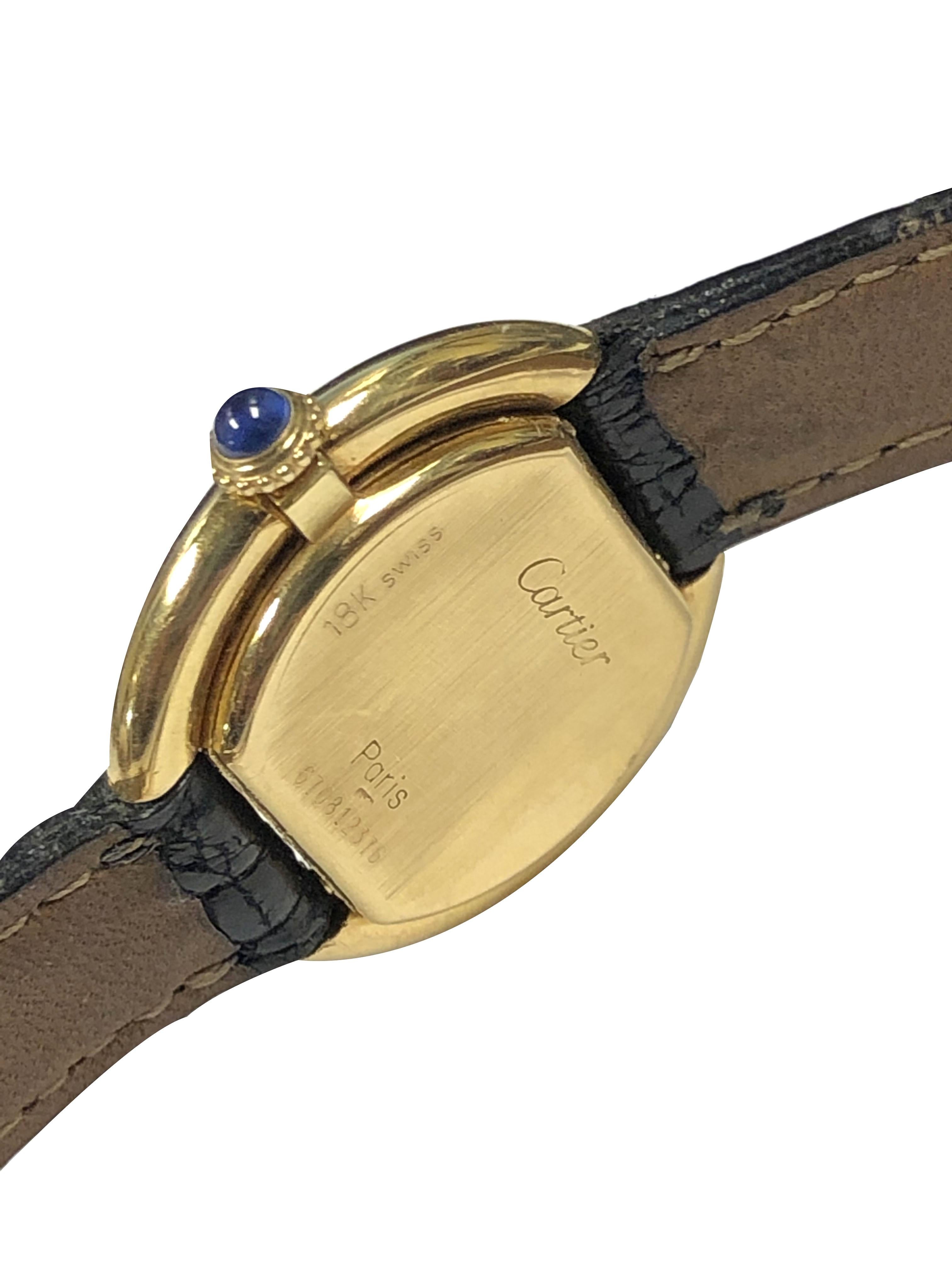 Cartier Centure Ladies Vintage Yellow Gold Mechanical Wristwatch In Excellent Condition In Chicago, IL