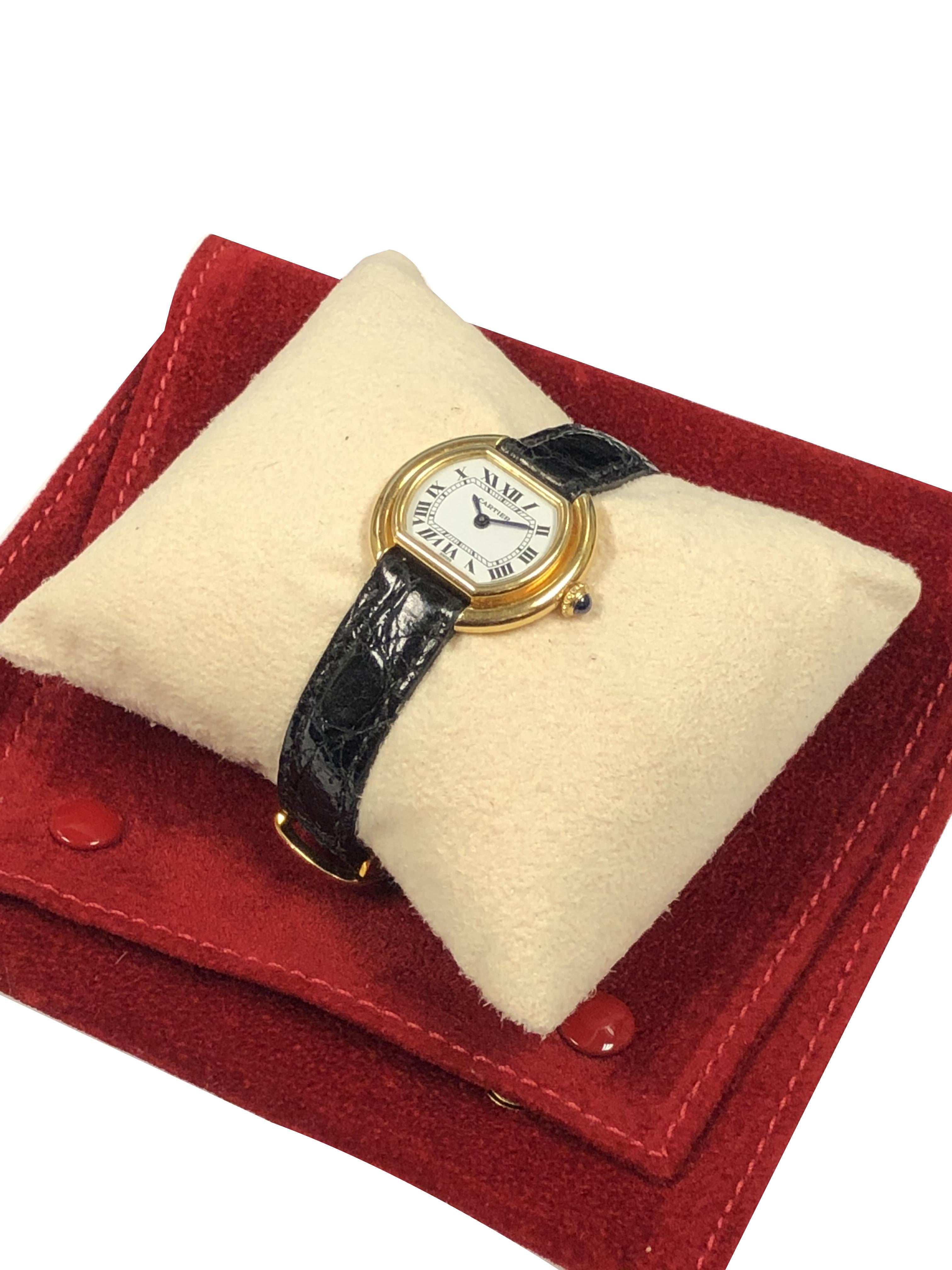 Cartier Centure Ladies Vintage Yellow Gold Mechanical Wristwatch 2