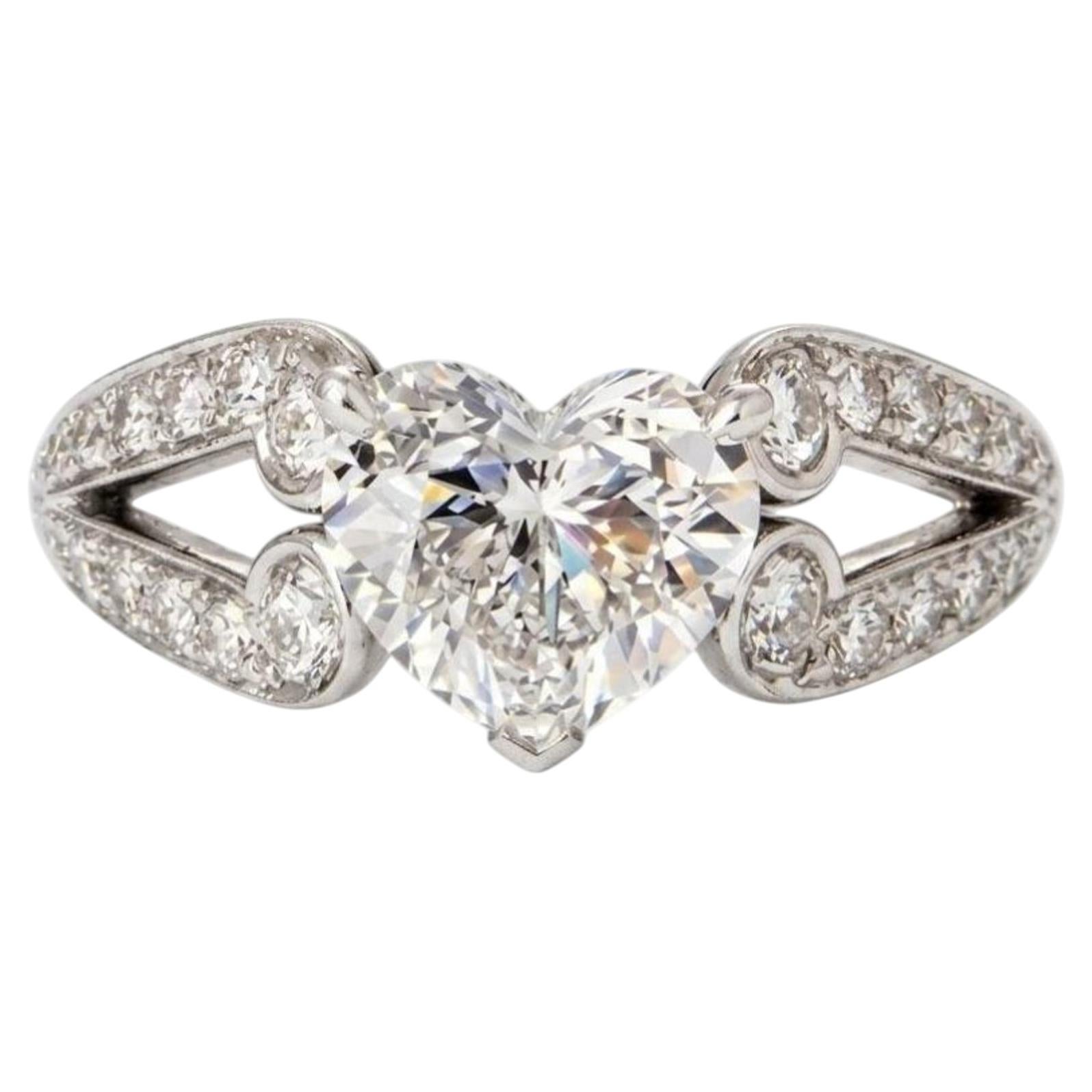 Cartier Certified Heart-Shaped Diamond Solitaire Engagement Ring