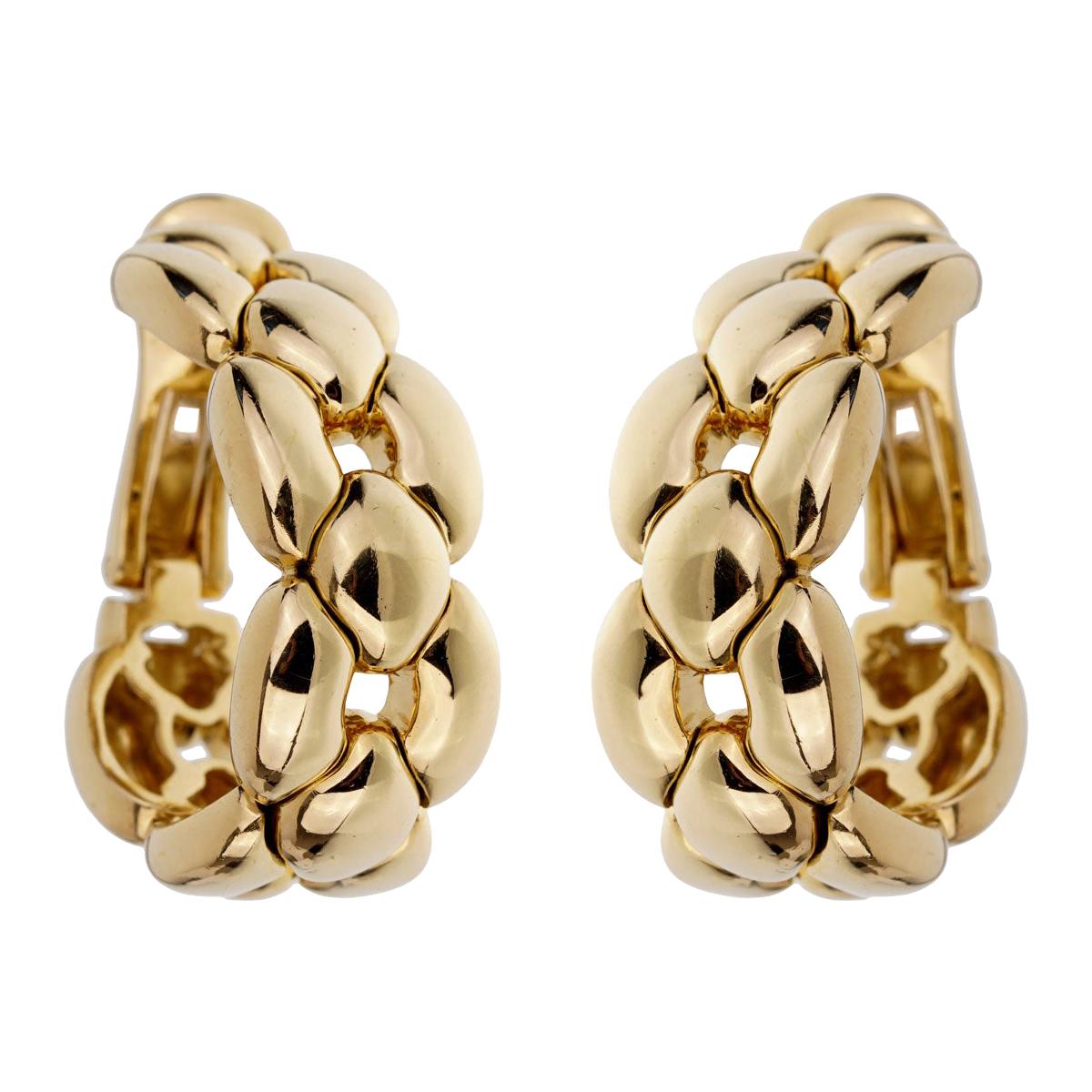 Cartier Chain Link Yellow Gold Hoop Drop Earrings For Sale