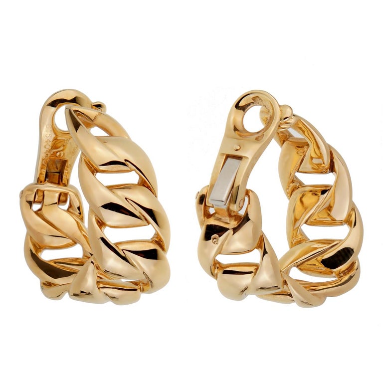Cartier Chain Link Yellow Gold Hoop Earrings For Sale at 1stDibs | cartier  chain earrings, cartier gold hoop earrings, cartier chain link ring