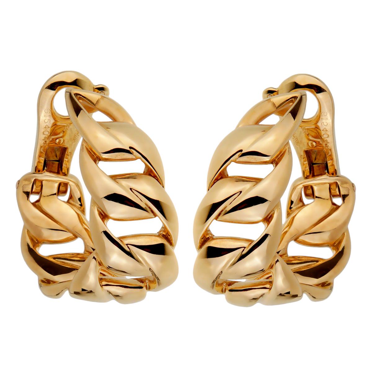 Cartier Chain Link Yellow Gold Hoop Earrings