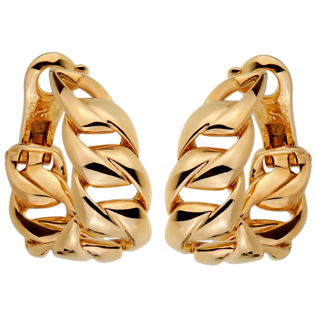 Cartier Chain Link Yellow Gold Hoop Earrings For Sale