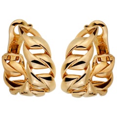 Cartier Chain Link Yellow Gold Hoop Earrings