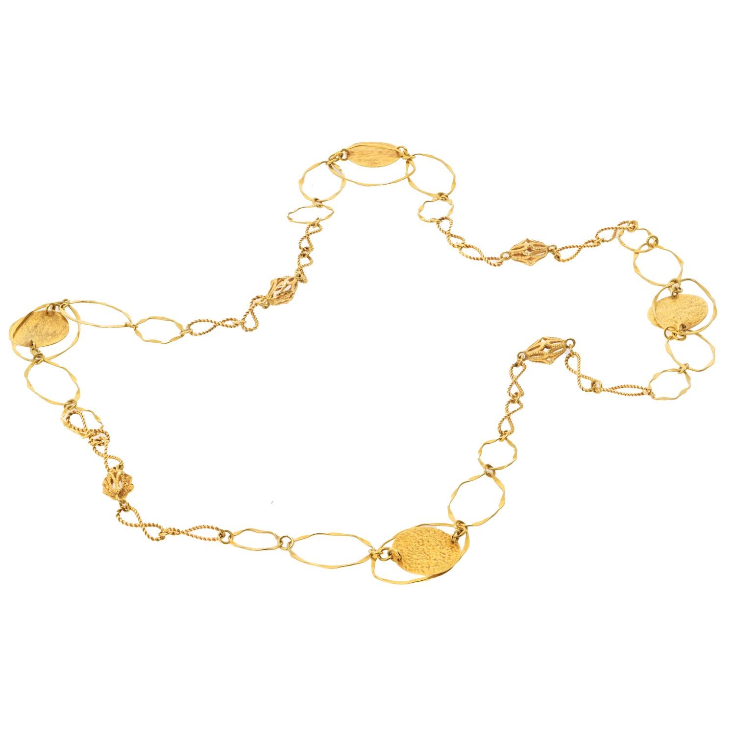 Modern Cartier Chain 34 Inch Vintage 1970's Twist Link Necklace For Sale