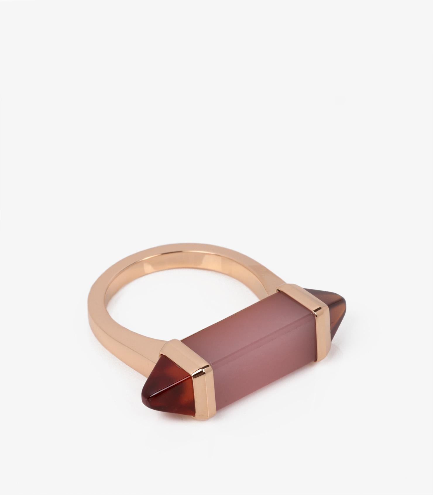 Square Cut Cartier Chalcedony And Garnet 18ct Rose Gold Les Berlingots Ring For Sale