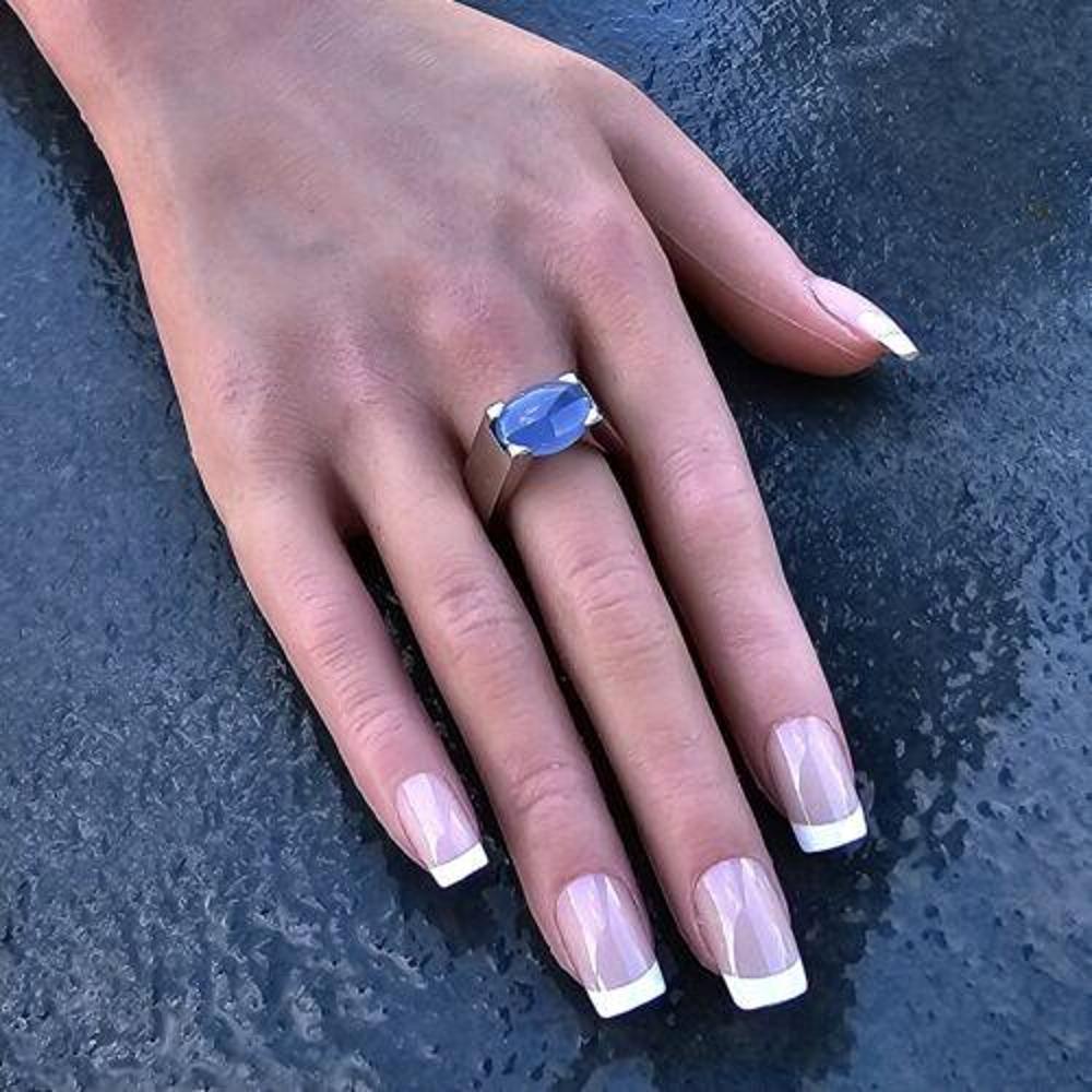 Cartier Anello con calcedonio cabochon in oro bianco 18k Grande 21g Sz 56 US 7.5 in vendita 1