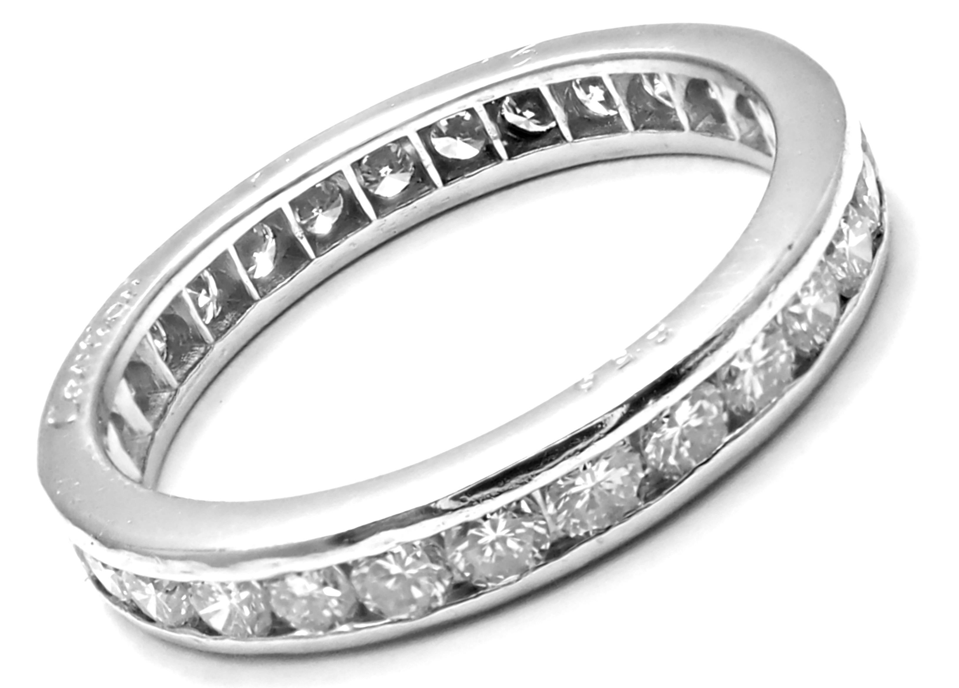 Cartier Channel Set Diamond Eternity Platinum Band Ring 1