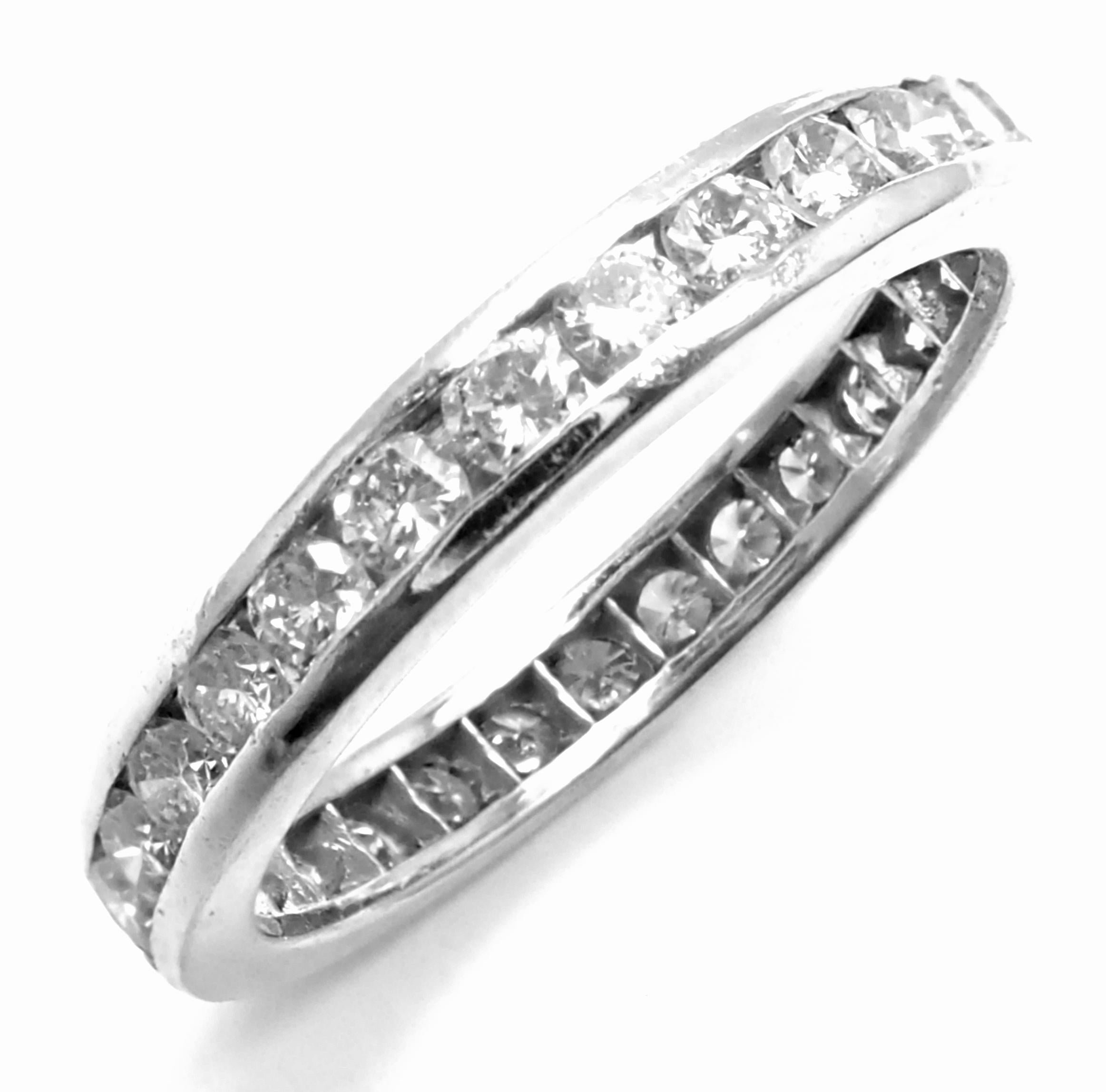 Cartier Channel Set Diamond Eternity Platinum Band Ring 3