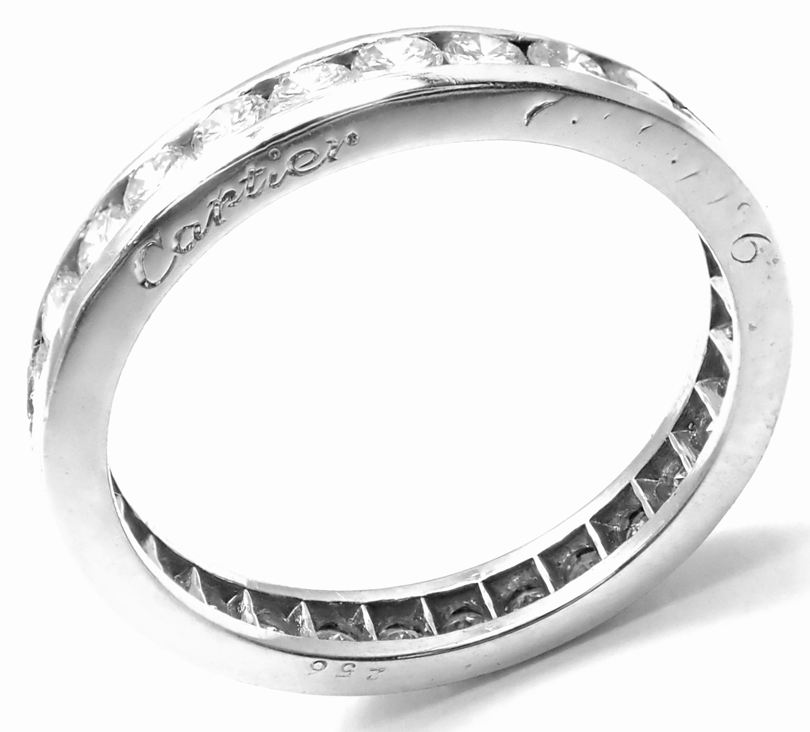 Cartier Channel Set Diamond Eternity Platinum Band Ring 4