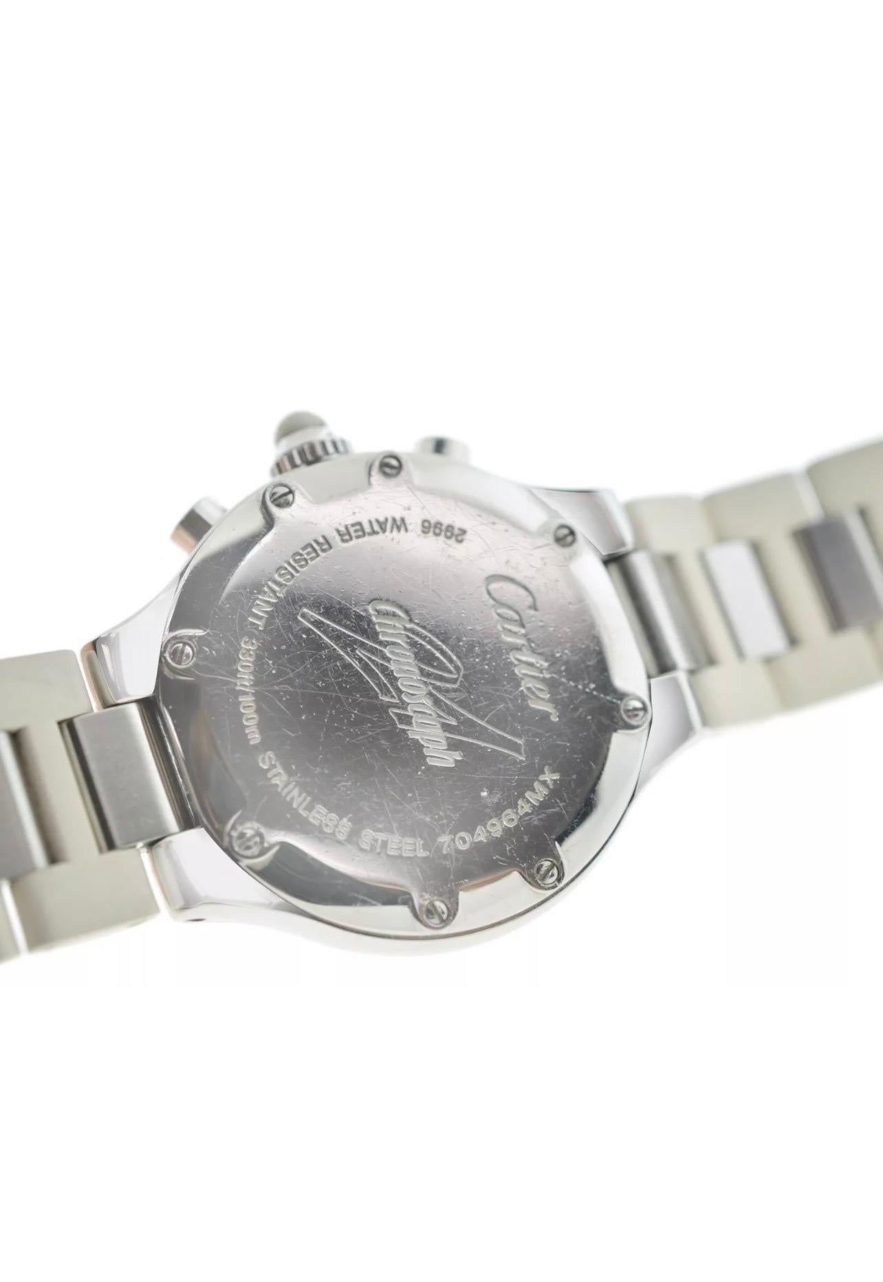 Cartier Chronoscaph Cream Women's Rubber Strap Watch, 2996 For Sale 6