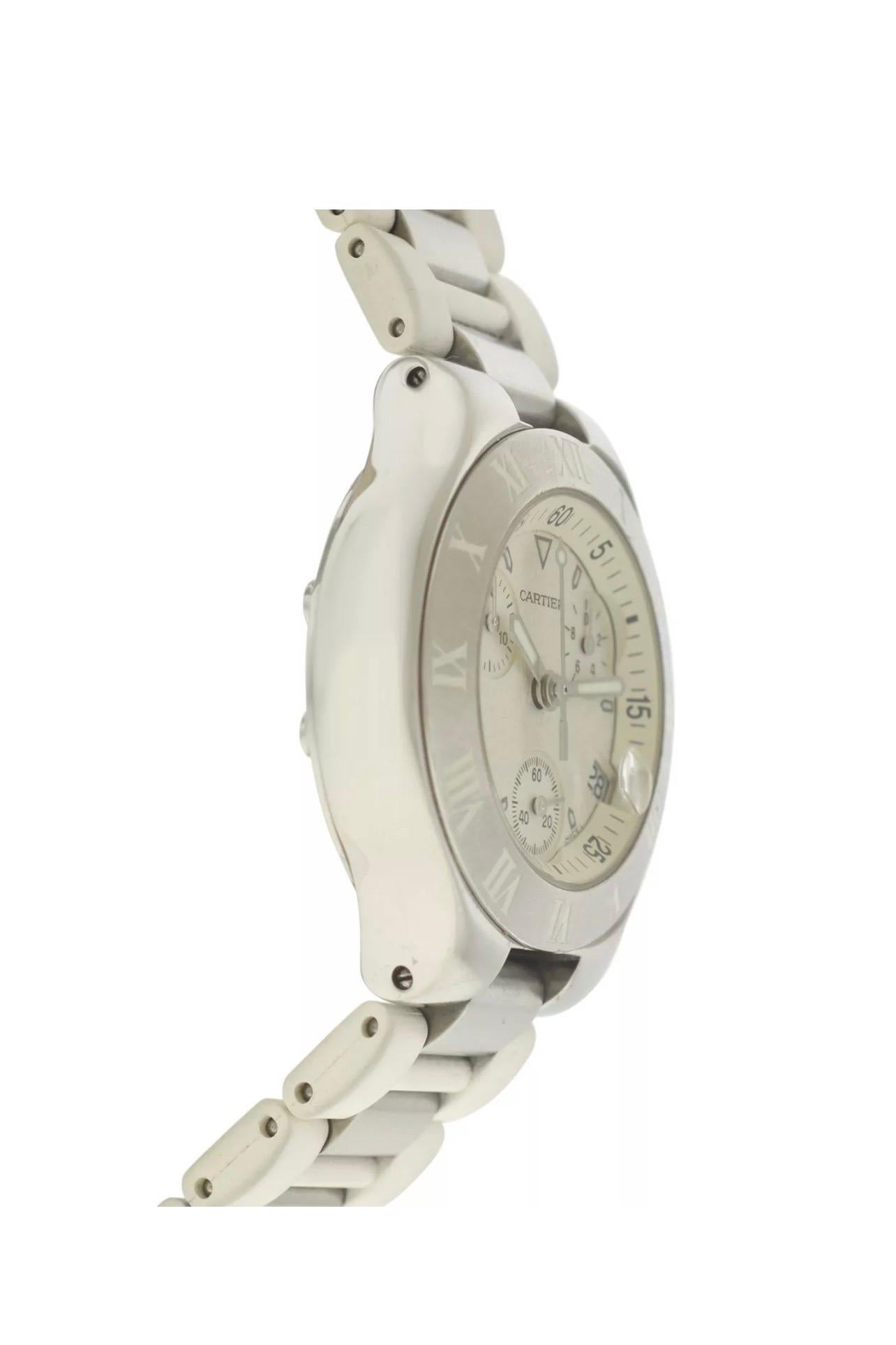 Cartier Chronoscaph Cream Women's Rubber Strap Watch, 2996 For Sale 8