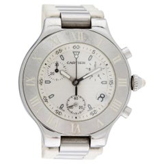 Used Cartier Chronoscaph Cream Women's Rubber Strap Watch, 2996