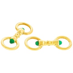 Cartier Chrysoprase Set Gold Cufflinks