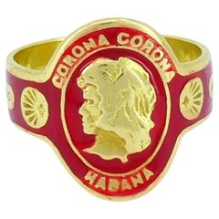 Cartier Cigar Band Ring Red Enamel Gold