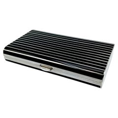 Cartier Cigarette Case black stripes fire-enamelled made by Salimbeni