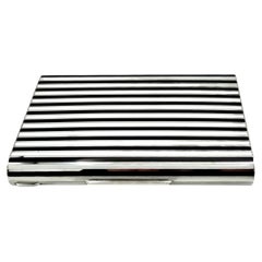Cartier Cigarette Case fired enamel stripes in Art Deco style made by Salimbeni