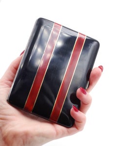 Cartier cigarette case in gold and silver, black and red enamem, Art deco box