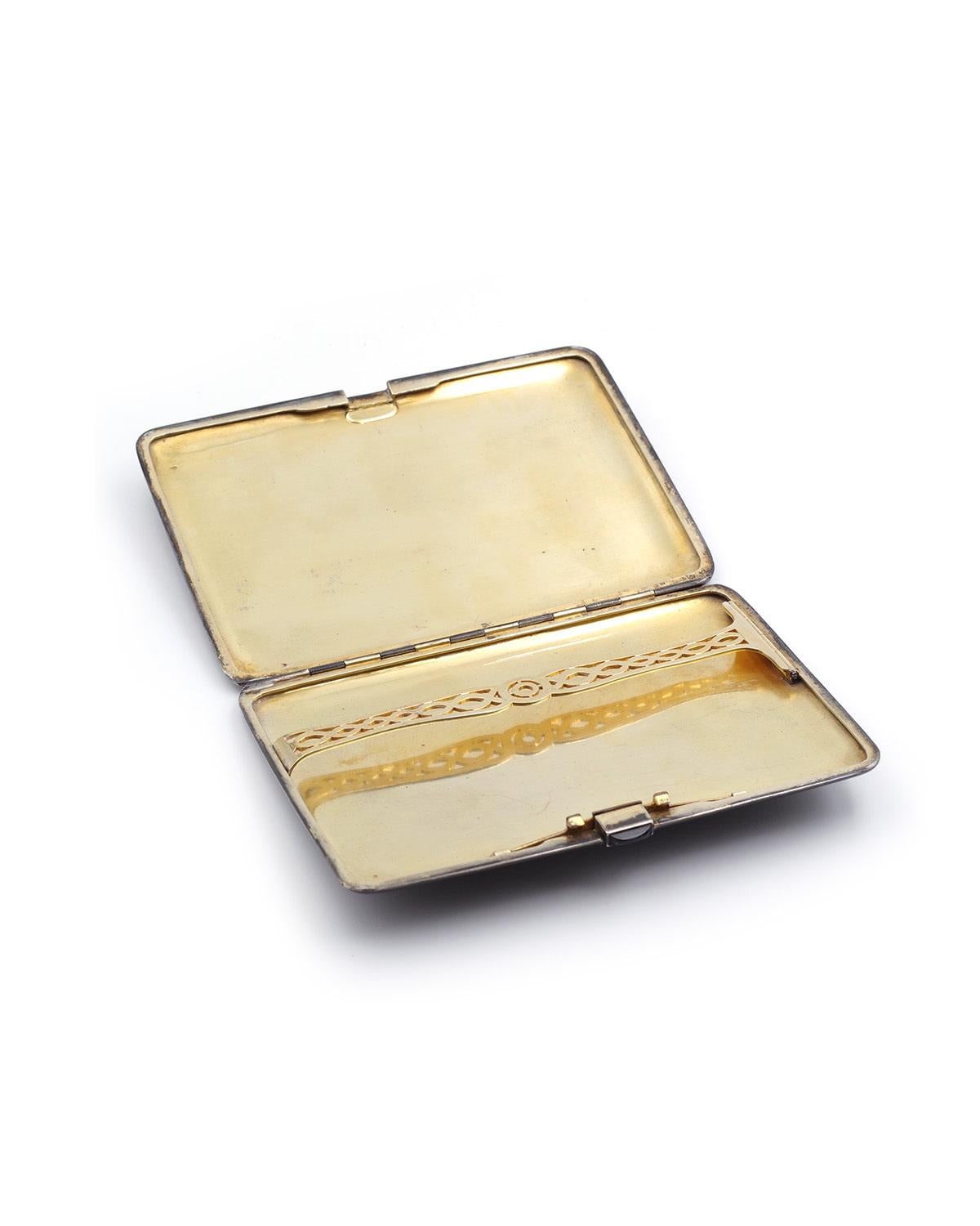 Femenino o masculino Pitillera Cartier de oro y plata, esmalte negro y rojo, caja Art decó en venta