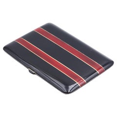 Cartier cigarette case in gold and silver, black and red enamem, Art deco box