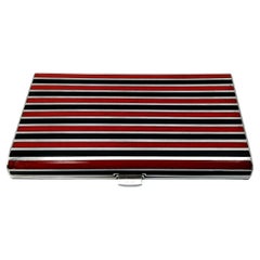 Cartier Cigarette Case red and black fire-enamelled stripes made by Salimbeni