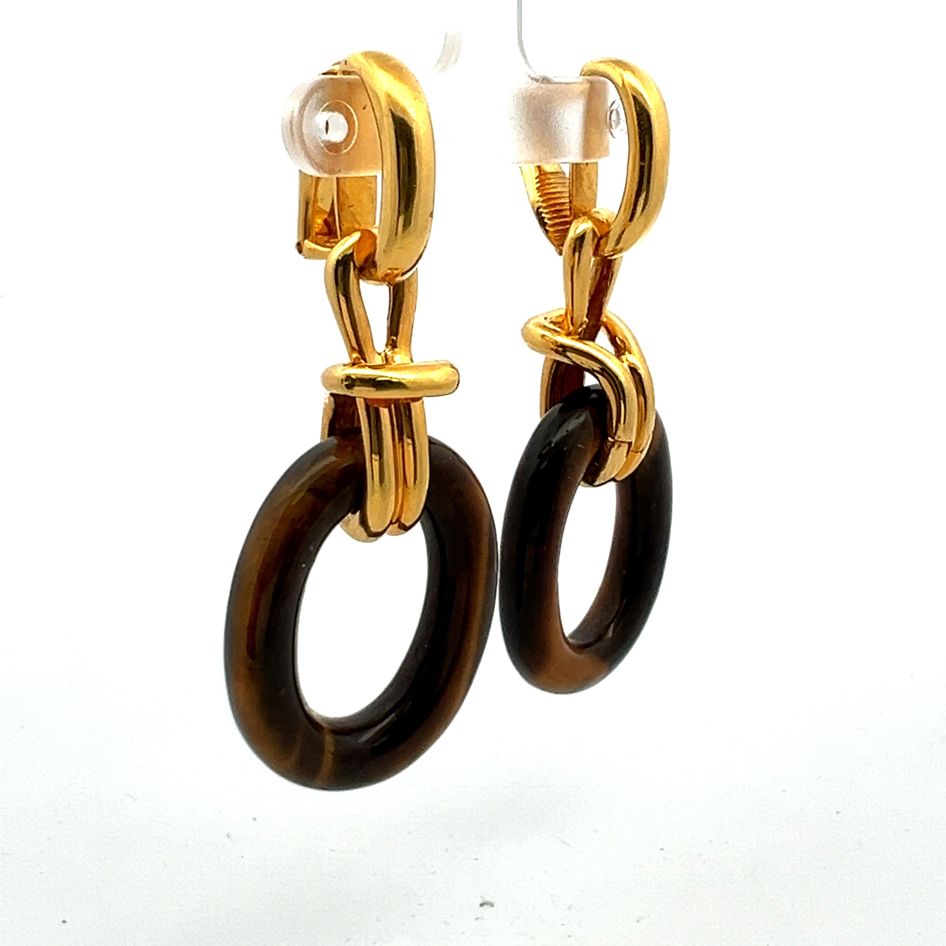 Pendientes de clip Cartier Cipullo Ojo de Tigre Oro Amarillo 18 Kilates en venta 1