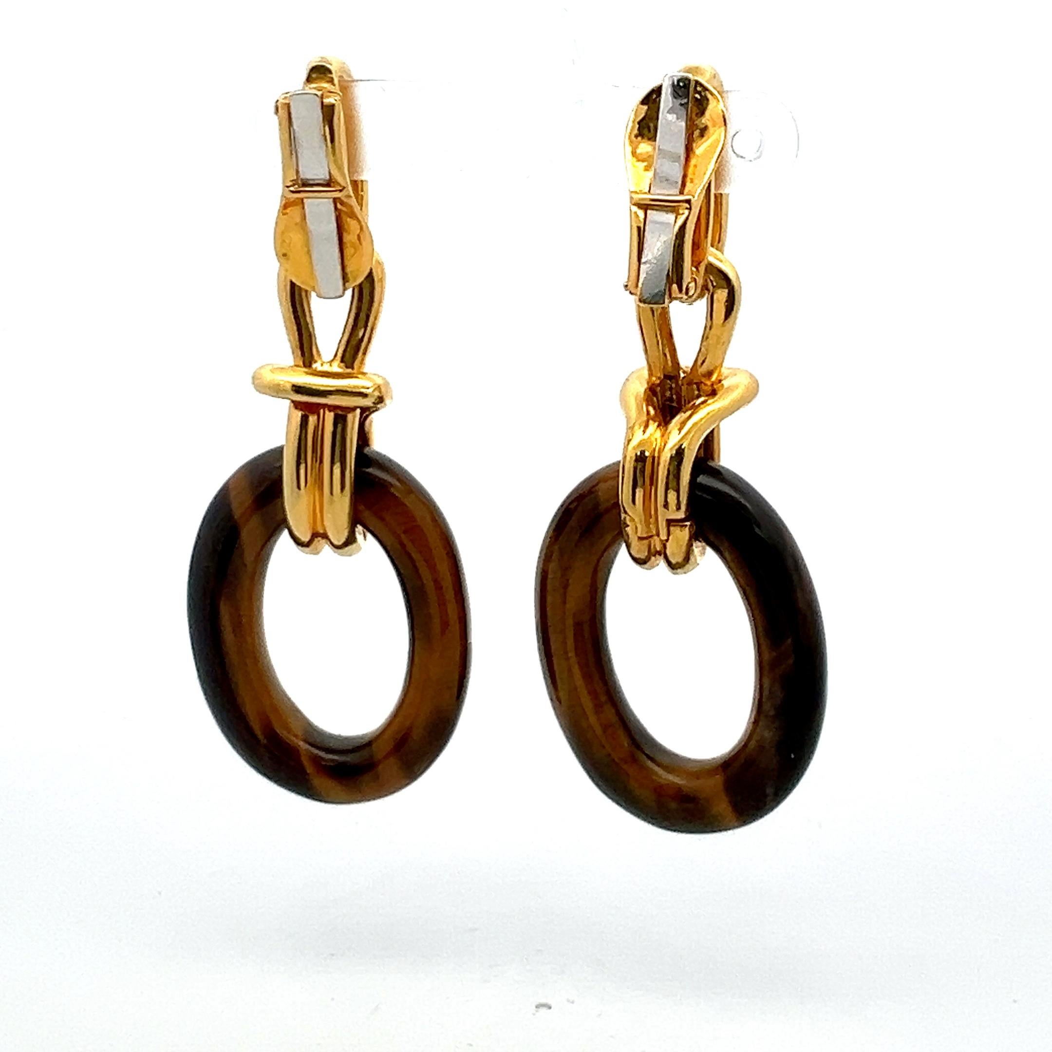 Pendientes de clip Cartier Cipullo Ojo de Tigre Oro Amarillo 18 Kilates en venta 3