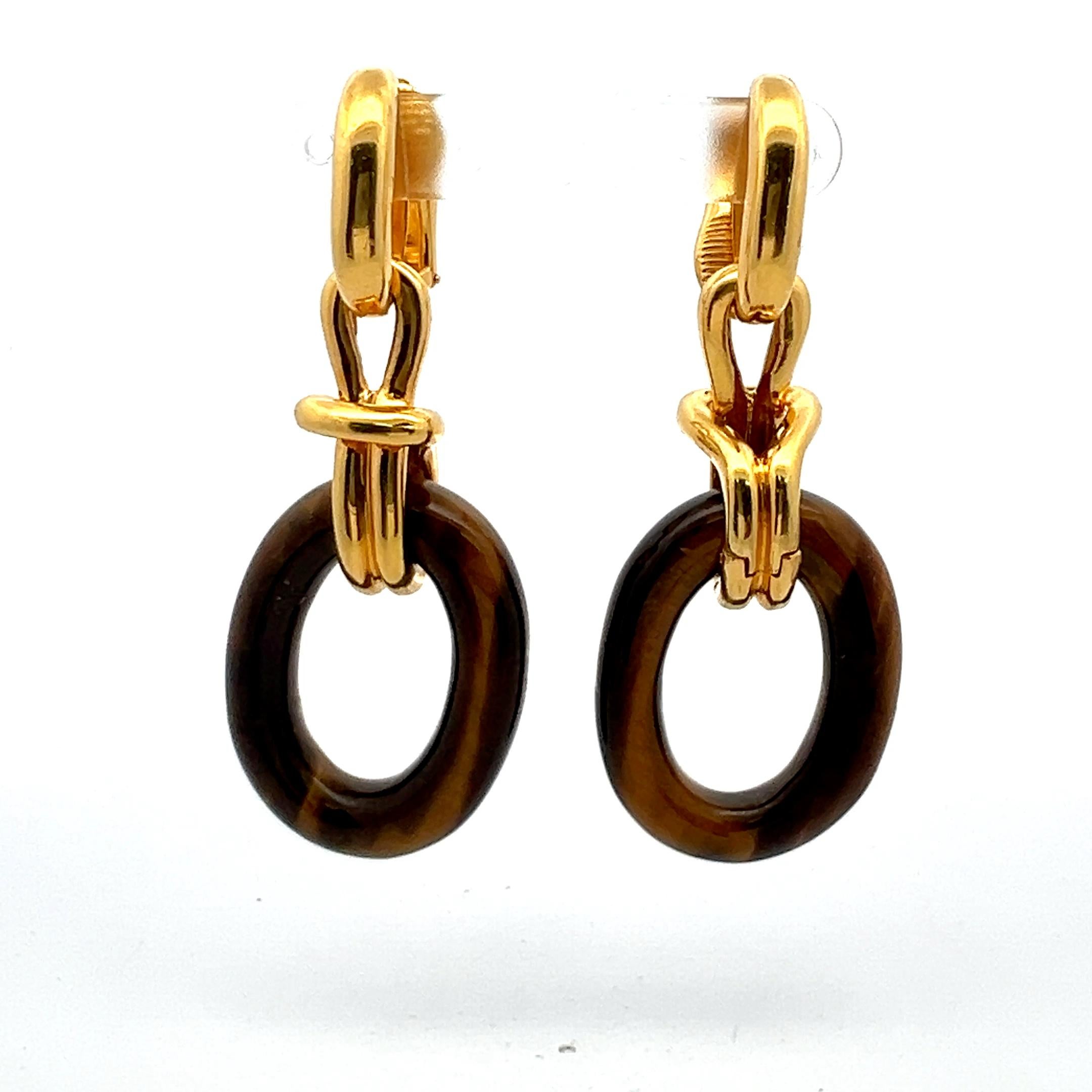 Pendientes de clip Cartier Cipullo Ojo de Tigre Oro Amarillo 18 Kilates en venta 5
