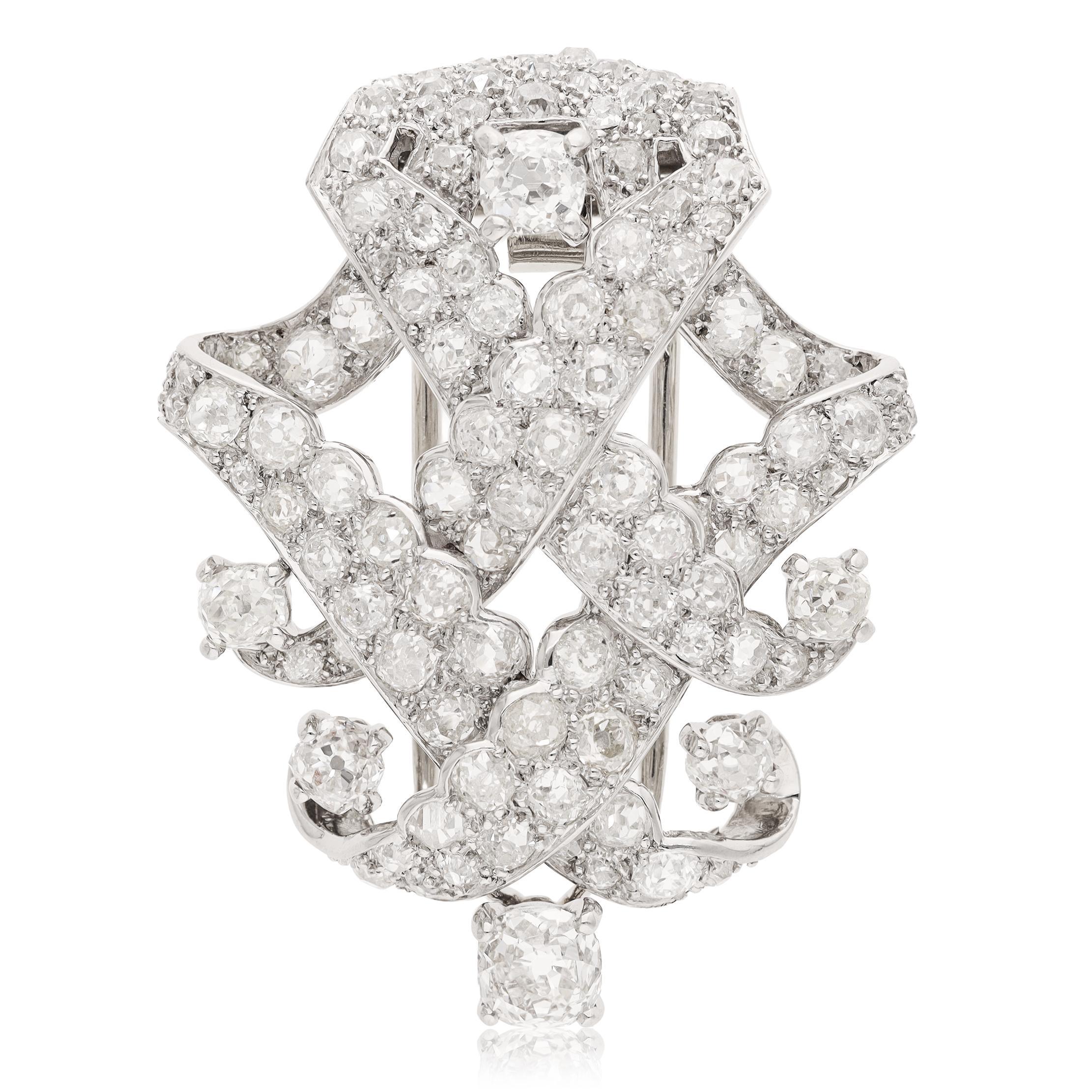 CARTIER Broche de platino y diamantes circa años 30 en venta