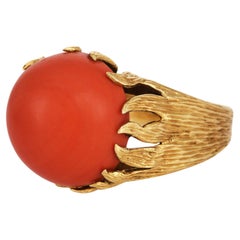 Cartier Circa Vintage 1970 Bague de cocktail en or 18K corail rouge
